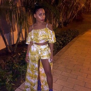 Two Piece Yellow Floral Set